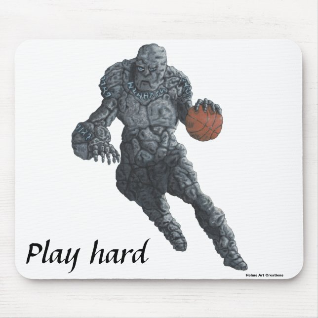 Mousepad Boca-Duro de Pedra Golem Jogando Basquete (Frente)