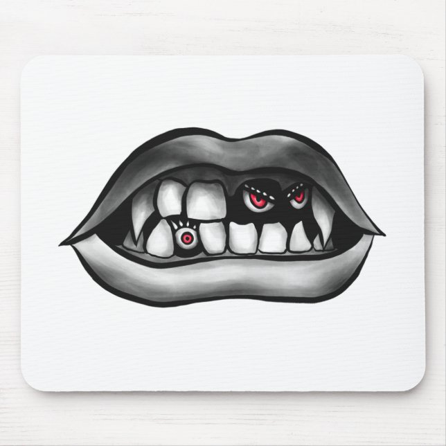 Mousepad Boca Vampira Com Presas E Criaturas Mau (Frente)