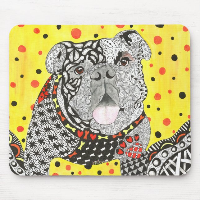 Mousepad Bocado de Mousepad, Bulldog Inglês, bonito e color (Frente)