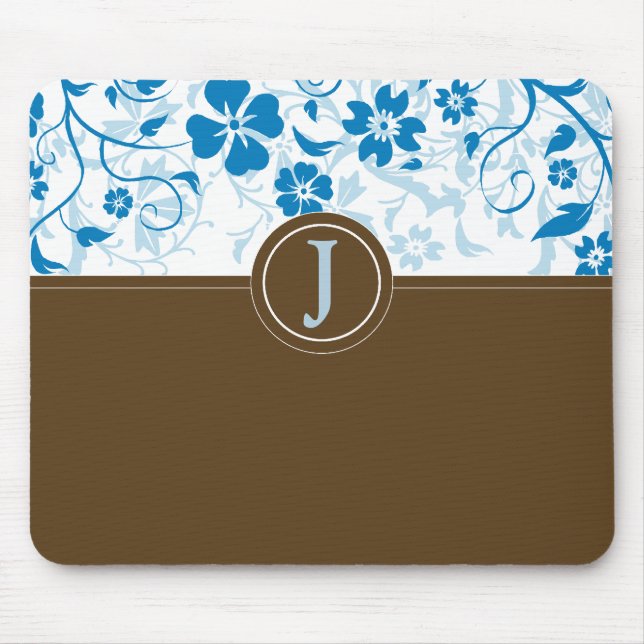 Mousepad Bocal Azul Simples Monograma (Frente)