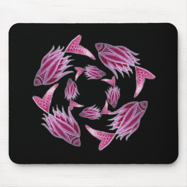Mousepad Bocal de Circulação de Peixes Rosa (Frente)