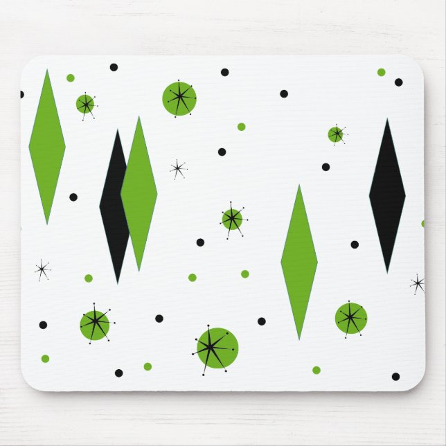 Mousepad Bocal de Ouros Verdes e Starbursts Retroativos (Frente)