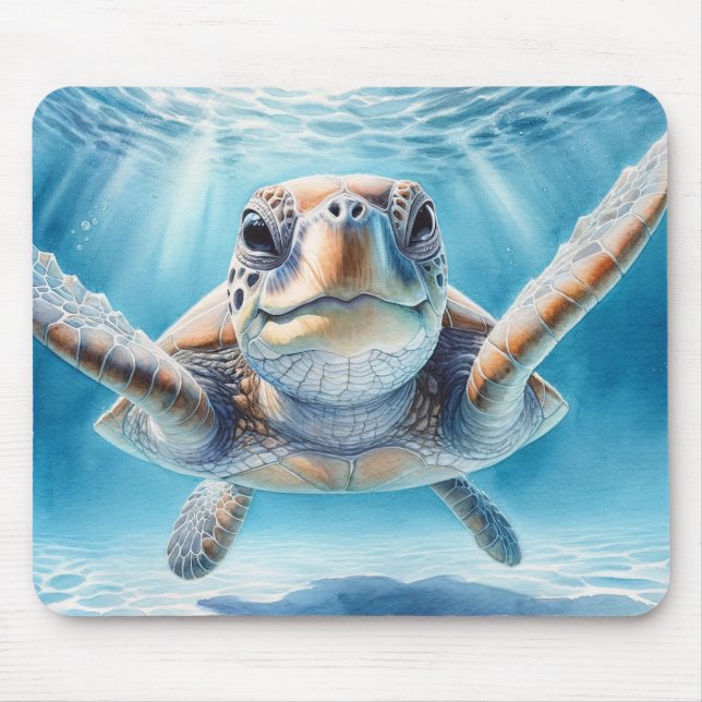 Mousepad Bocal de Tartaruga do Mar Curioso (Frente)