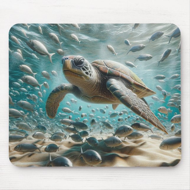 Mousepad Bocal de Tartaruga do Mar Verde (Frente)