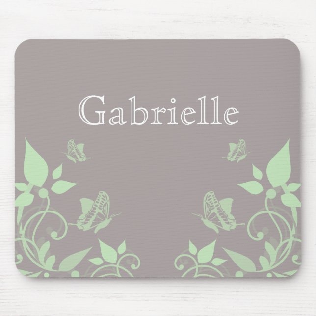 Mousepad Bocal Floral de Borboleta Verde (Frente)