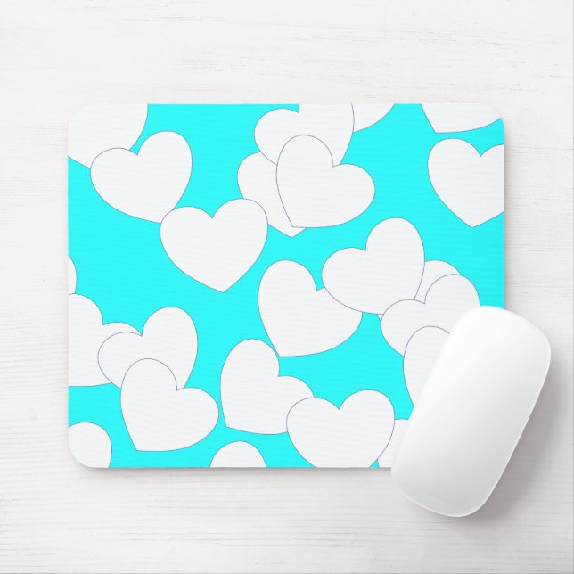 Mousepad Bocal Turquesa Com Grande Coração Branca (Com mouse)