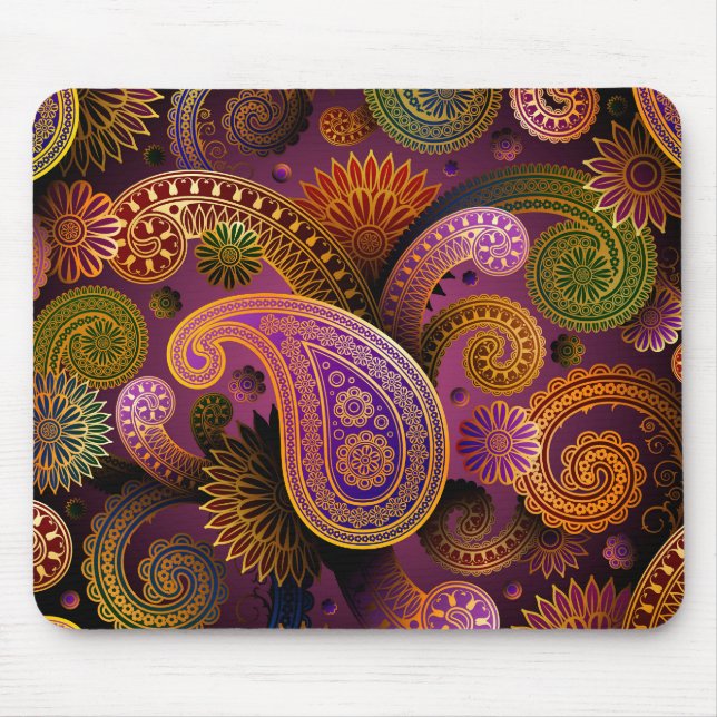 Mousepad Bohemian bonito colorido retro Paisley de Boho (Frente)