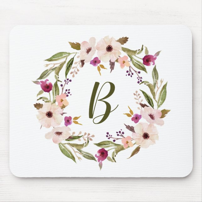 Mousepad Bohemian Floral Wreath Monograma (Frente)