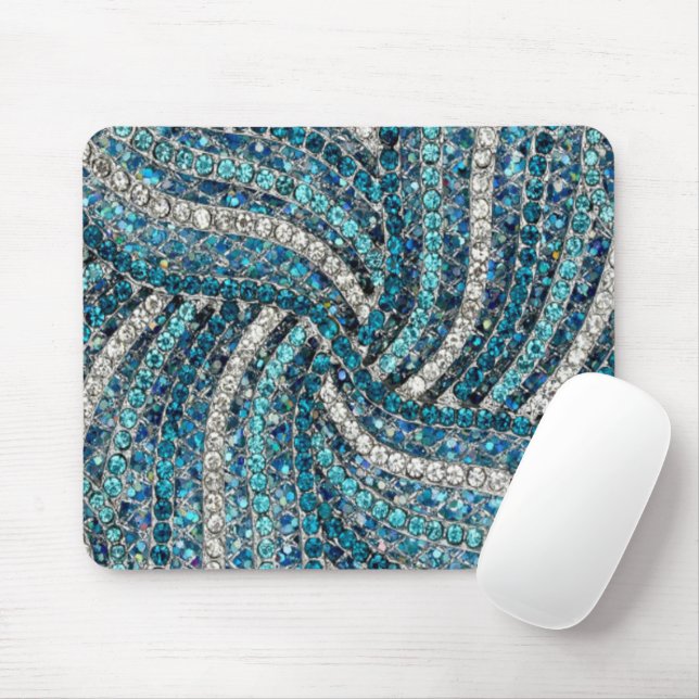 Mousepad bohemian girly chic silver grey turquoise blue (Com mouse)