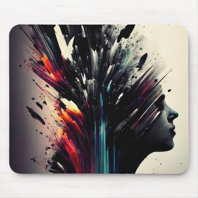 Mousepad Boho abstrato art com cara de menina (Frente)