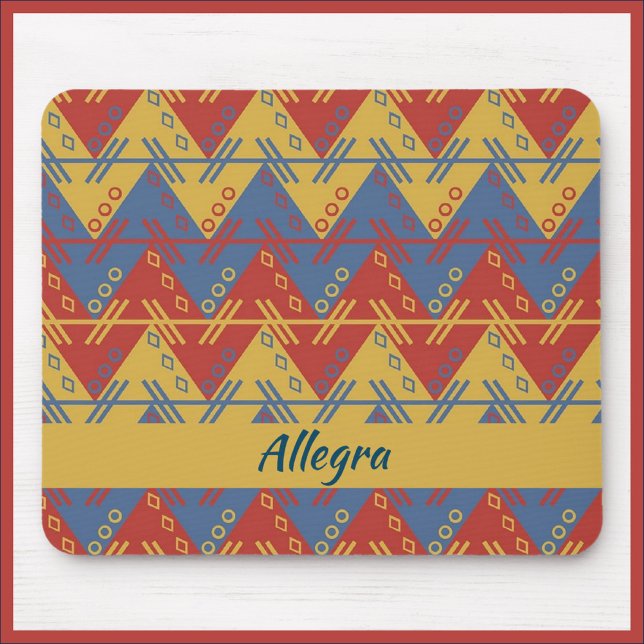 Mousepad Boho Aztec Style Blue Red e Dourado (Criador carregado)