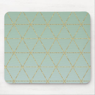 Mousepad Boho Bohemian Chic Dourado & Mint Glifo Geométrico