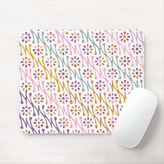 Mousepad Boho Botanical Illustration Pattern Colorful (Com mouse)