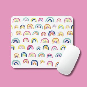 Mousepad Boho Branco Multi Arco-íris