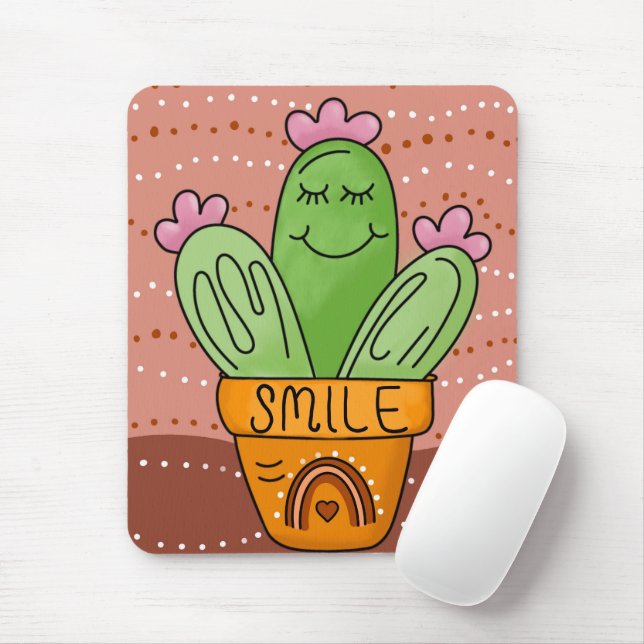 Mousepad Boho Cactus Sorri Cotovelo (Com mouse)