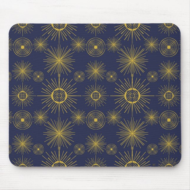 Mousepad Boho Celestial Sun Stars Padrão Azul (Frente)