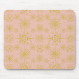 Mousepad Boho Celestial Sun Stars Pink Padrão