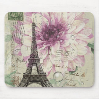 Mousepad Boho Chic floral Vintage Paris Torre Eiffel