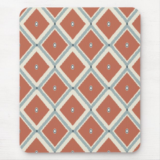 Mousepad Boho Chic Terracota e Indigo Geométrico Ikat Pat (Frente)