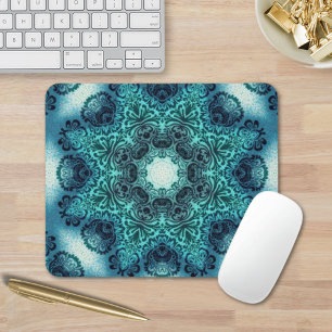 Mousepad Boho floral paisley turquoise teal mandala henna