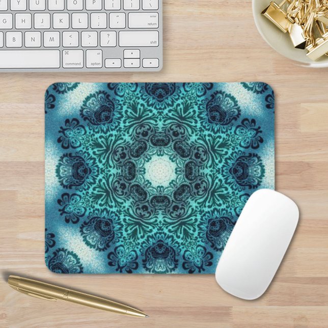 Mousepad Boho floral paisley turquoise teal mandala henna (Boho floral paisley turquoise teal mandala henna mouse pad)