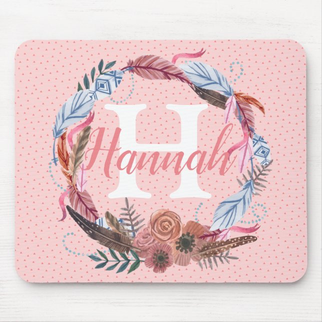 Mousepad Boho Floral Personalizar Pena Personalizada Inicia (Frente)