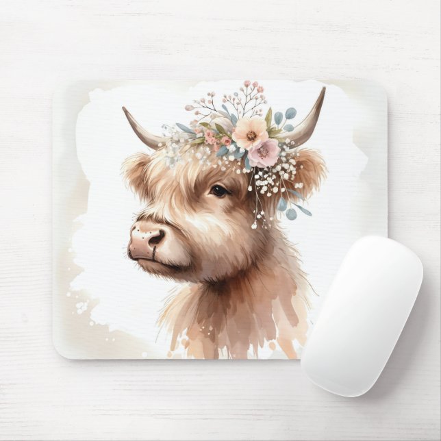 Mousepad Boho Highland Cow (Com mouse)