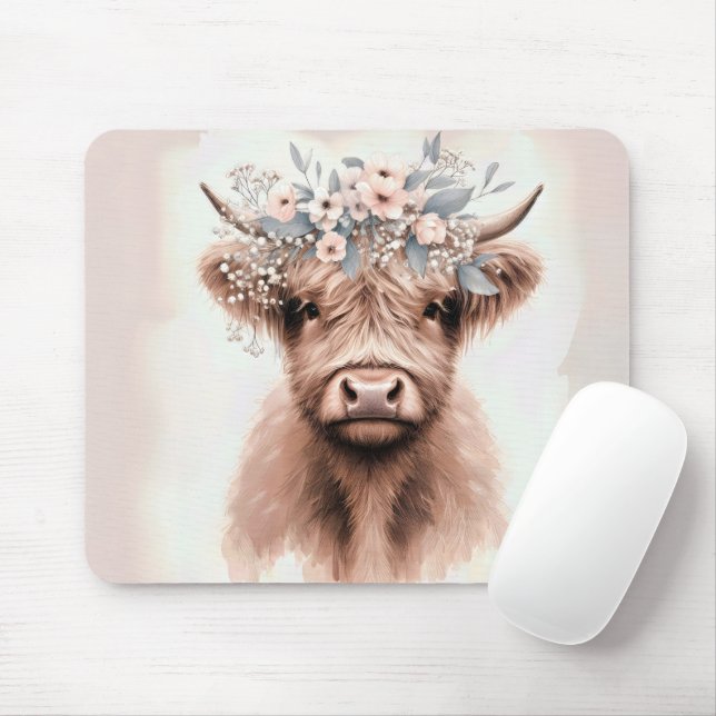 Mousepad Boho Highland Cow (Com mouse)
