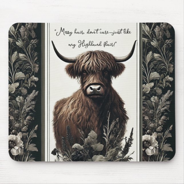 Mousepad Boho Highland Cow (Frente)