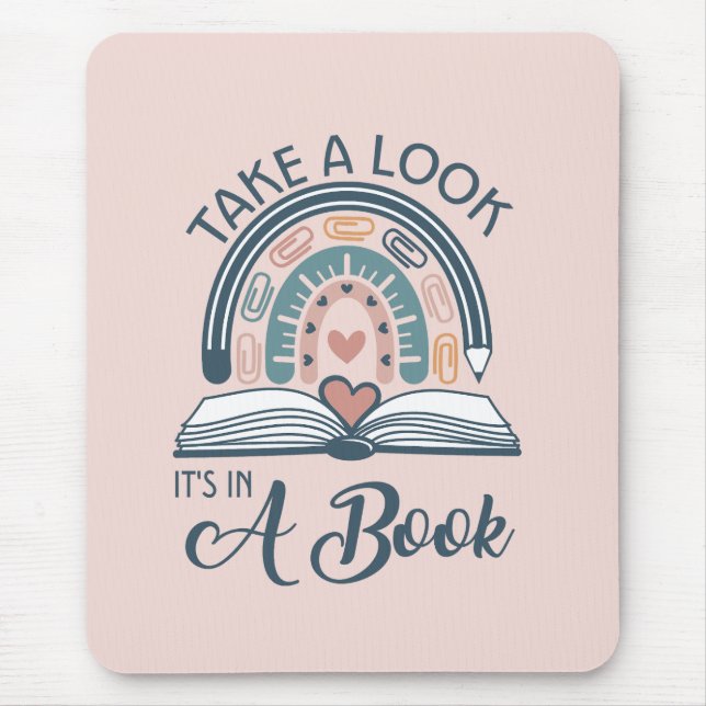 Mousepad Boho Rainbow Reading Está em um Livro (Frente)