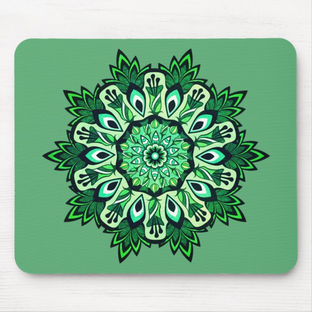 Mousepad Boho Sage Green Flower Mandala (Frente)