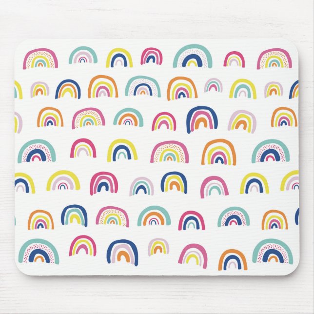 Mousepad Boho White Multi Rainbow (Frente)