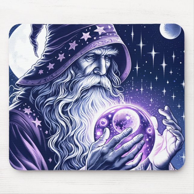 Mousepad Bola de Cristal Espacial Celestial Roxa Olhando pa (Frente)