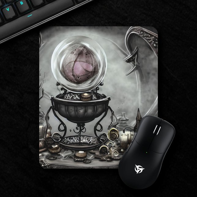 Mousepad Bola de cristal roxo e artigos de bruxaria ornamen (Criador carregado)