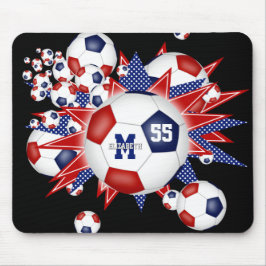 Mousepad bola de futebol azul-vermelha
