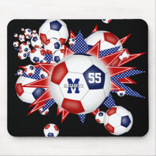 Mousepad bola de futebol azul-vermelha