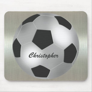 Mousepad Bola de futebol de prata conhecida customizável