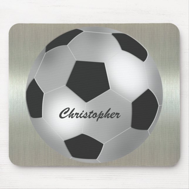 Mousepad Bola de futebol de prata conhecida customizável (Frente)