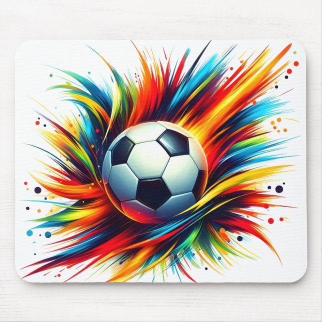 Mousepad Bola de Futebol Splash Futurista Abstrato (Frente)