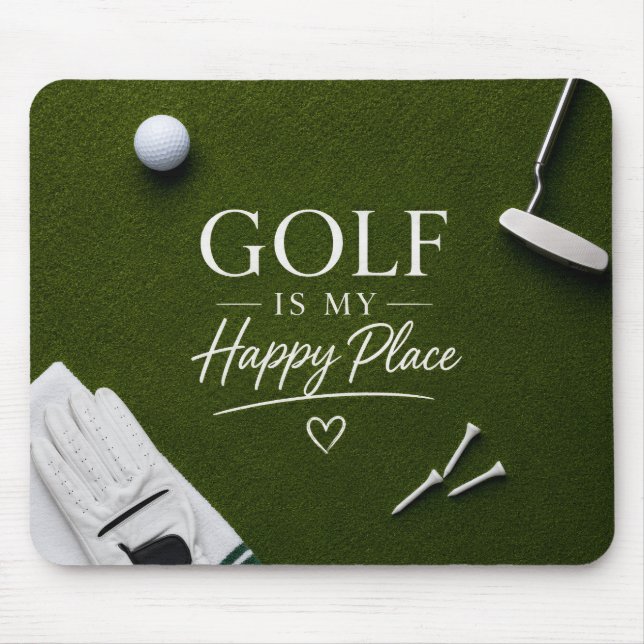 Mousepad Bola de golfe em campo verde (Frente)