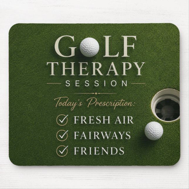Mousepad Bola de golfe em campo verde (Frente)