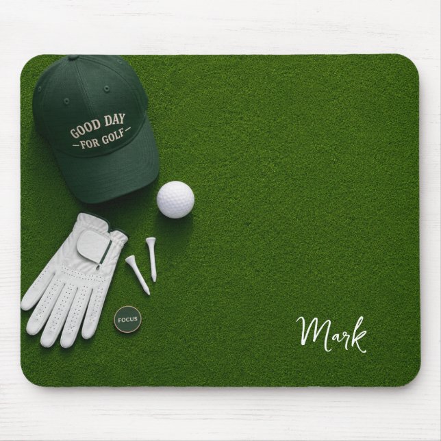 Mousepad Bola de golfe no green pronta para tee off (Frente)