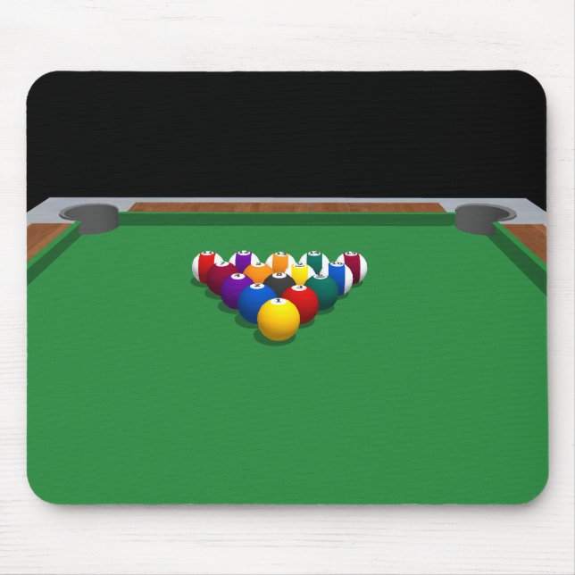 Mousepad Bolas de piscina na mesa: modelo 3D: (Frente)