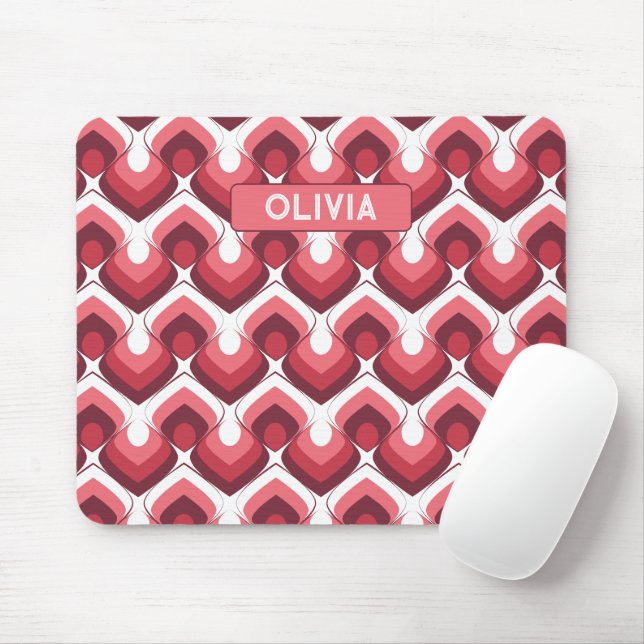 Mousepad Bold Retro Modern Motif in Pinks (Com mouse)