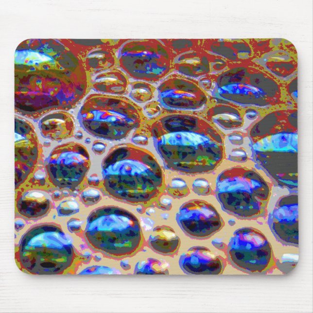 Mousepad Bolhas bonito Azuis Iridescentes de Café (Frente)