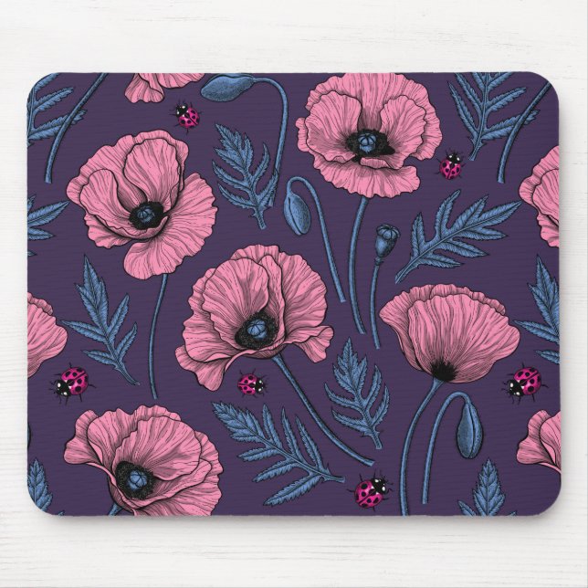 Mousepad Bolhas cor-de-rosa com violeta escura (Frente)