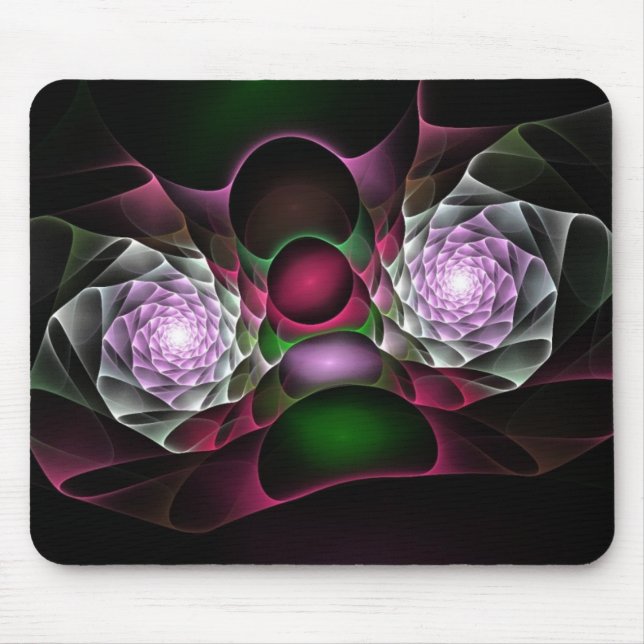 Mousepad Bolhas roxas roxas cor-de-rosa e Arte Fractal Olho (Frente)