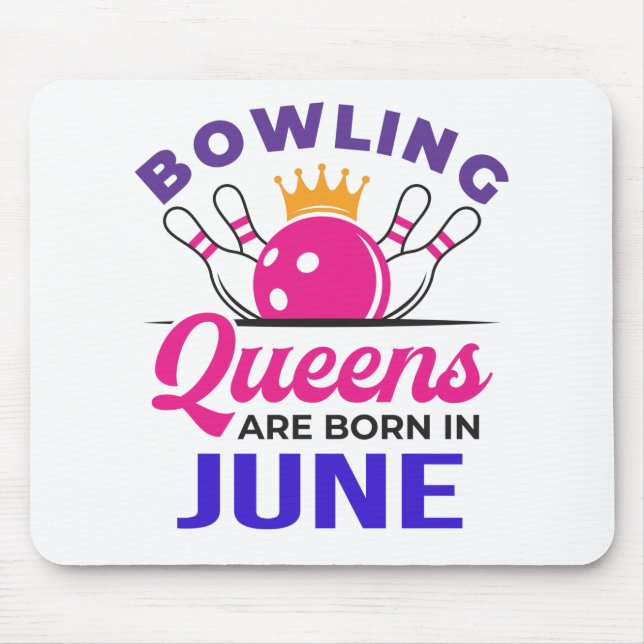 Mousepad Boliche Aniversário Junho Mulheres Bowler Nascer (Frente)