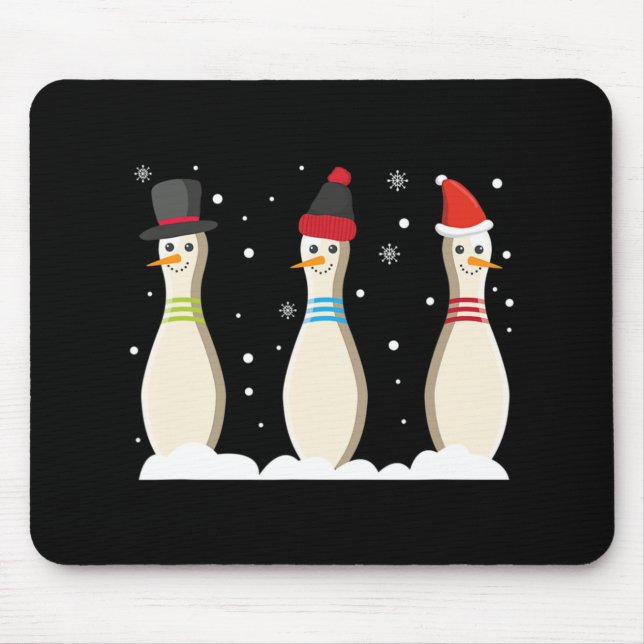 Mousepad Boliche de Natal bola de boliche Pins Santa Hat Gi (Frente)