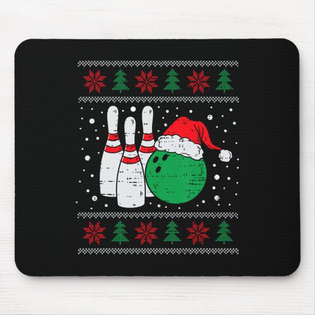 Mousepad Boliche de Natal Papais noeis Bowler Ugly Xmas Men (Frente)